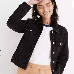 Madewell Boxy Crop Denim Jacket Black S